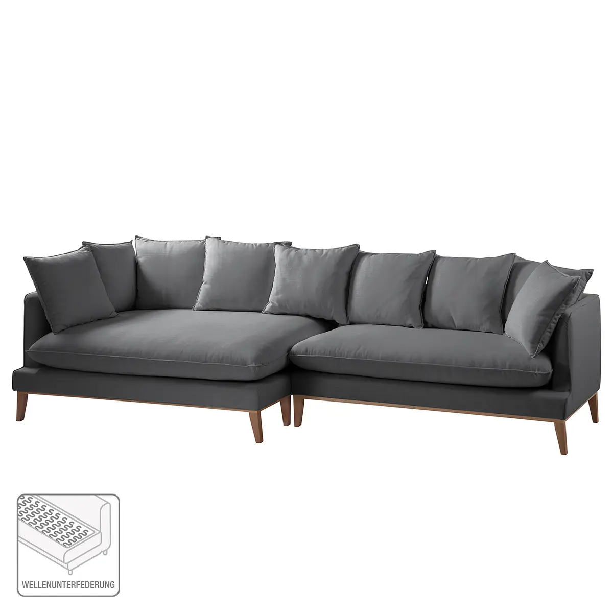 Ecksofa XL Webstoff Grau Stoff Moretey | Grau