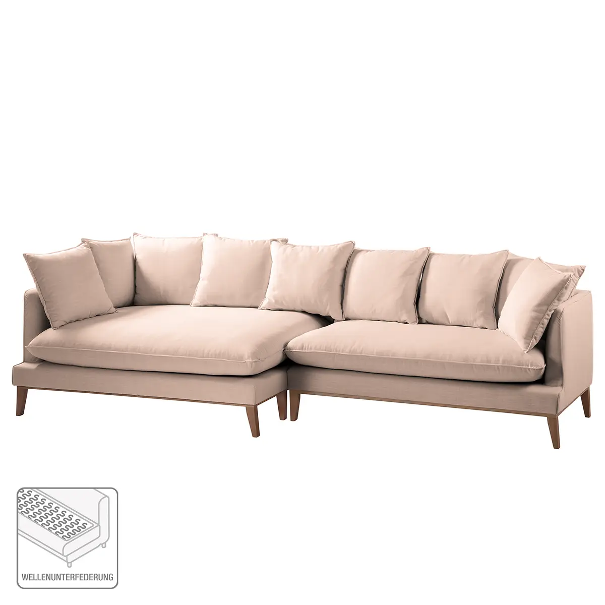 Ecksofa XL Webstoff Pink Stoff Moretey | Rosa