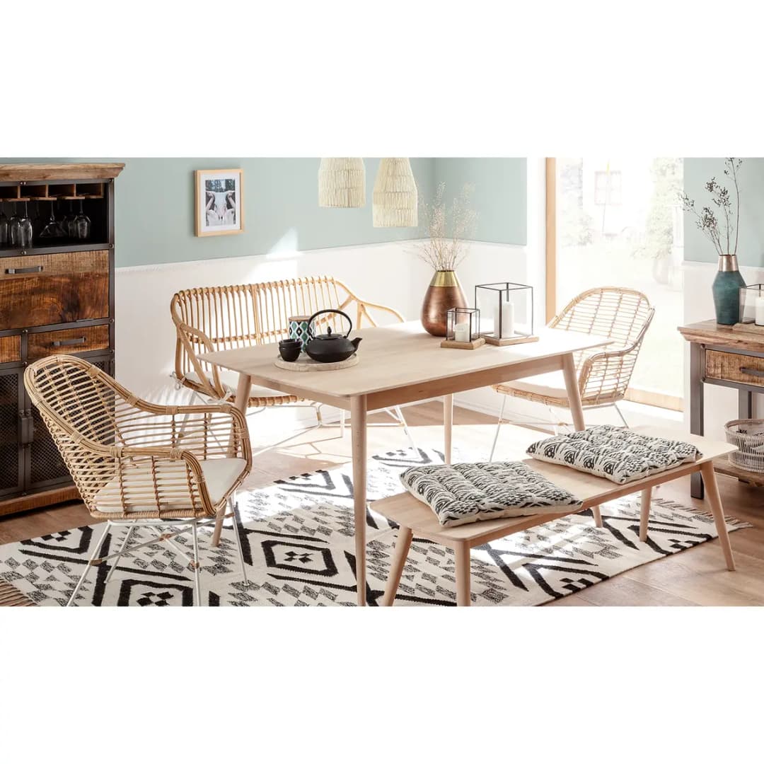 Massive Sitzbank 140cm Beige/Buche Weißöl | Beige