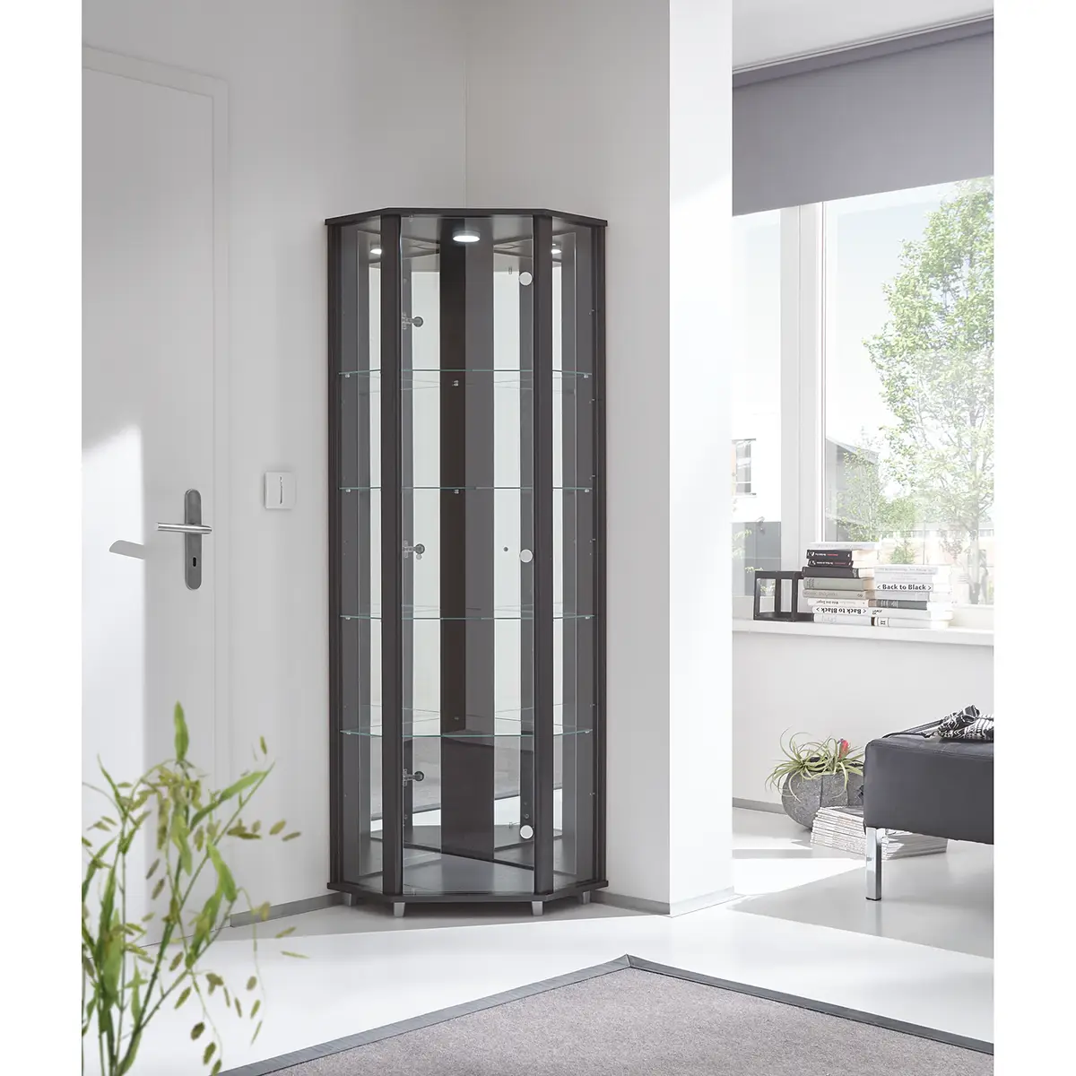 Eckvitrine Amalia | Schwarz
