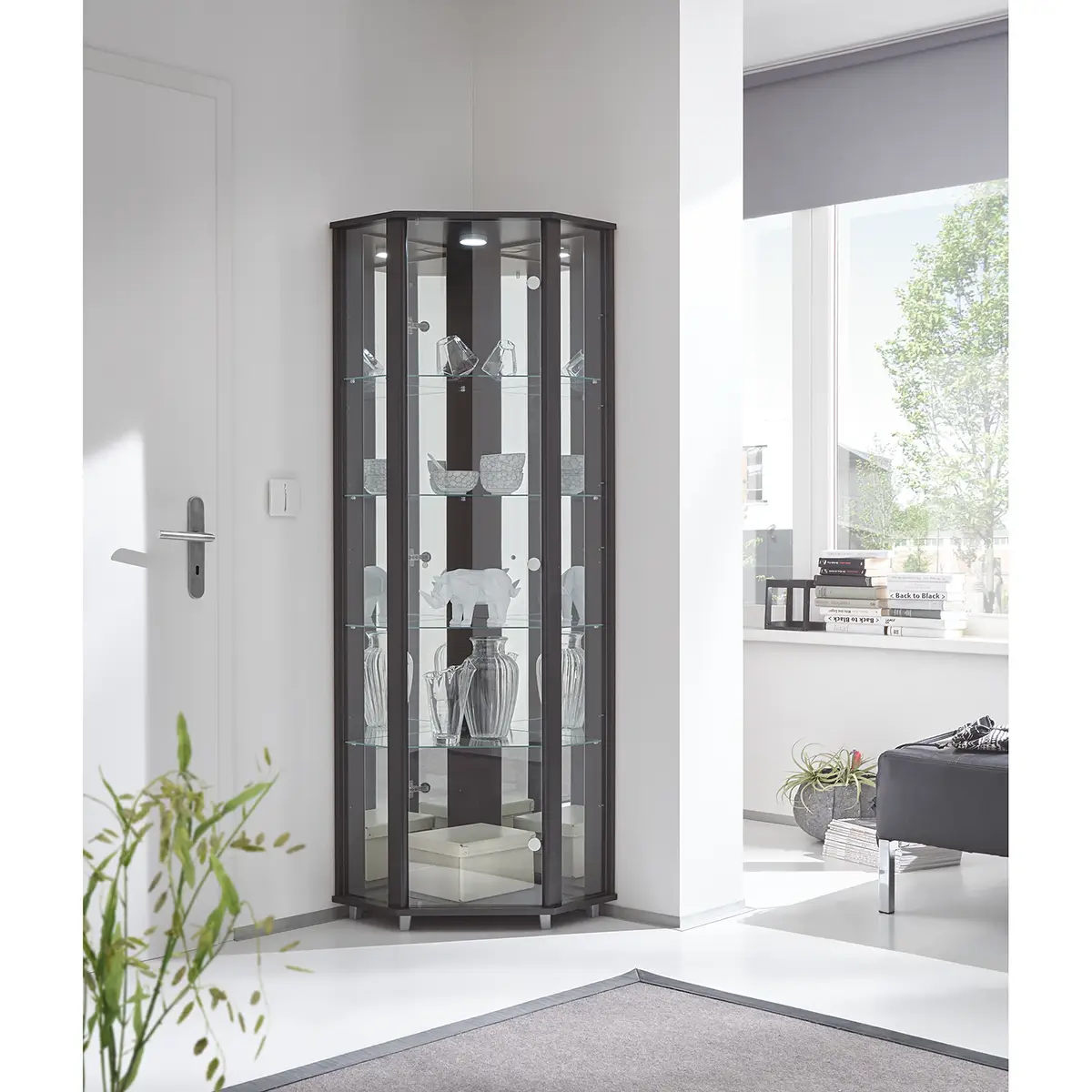Eckvitrine Amalia | Schwarz