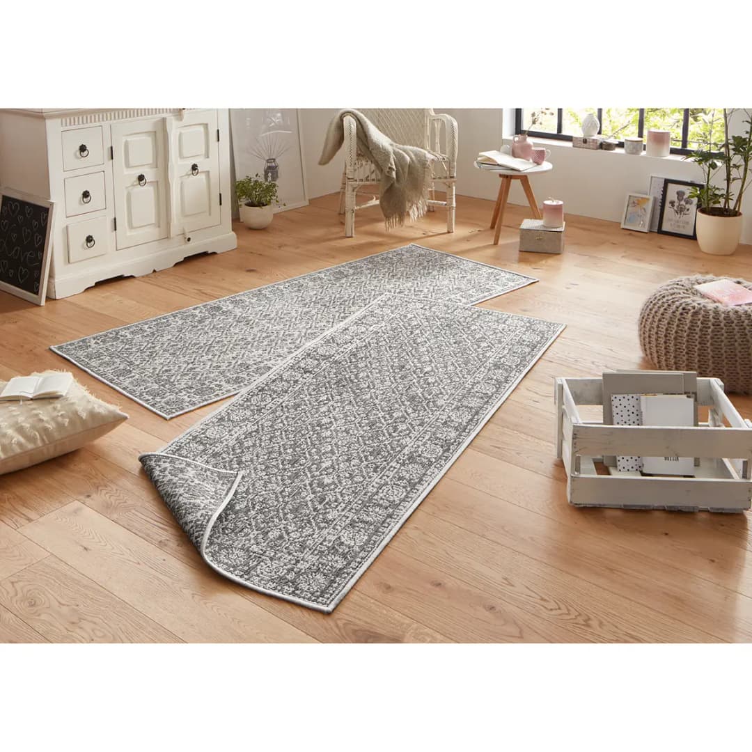 In-/Outdoorläufer Curacao Grau/Grau Webstoff 80 x 250cm | Grau