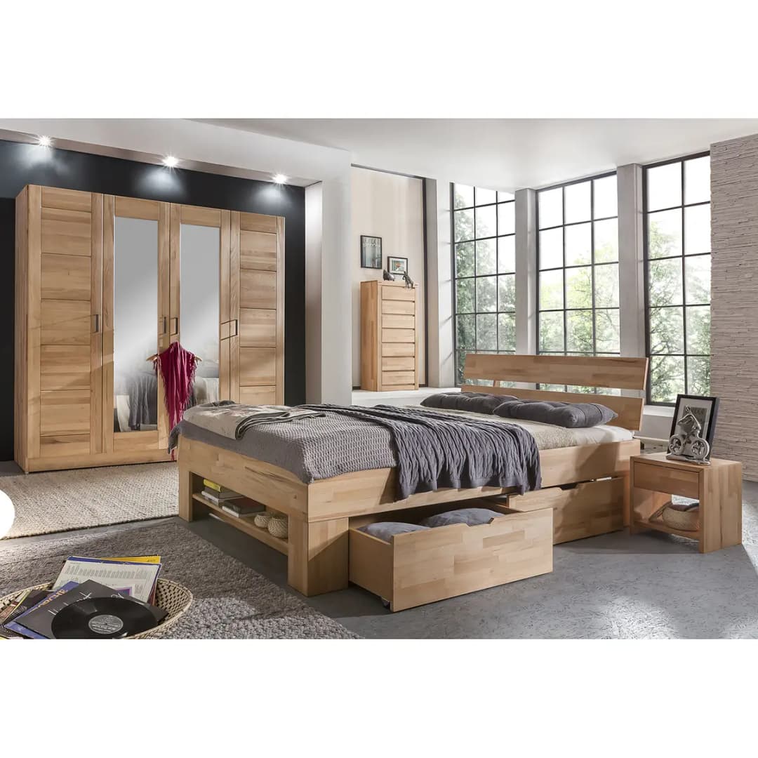 Massivholzbett Tollow 140 x 200cm | Braun