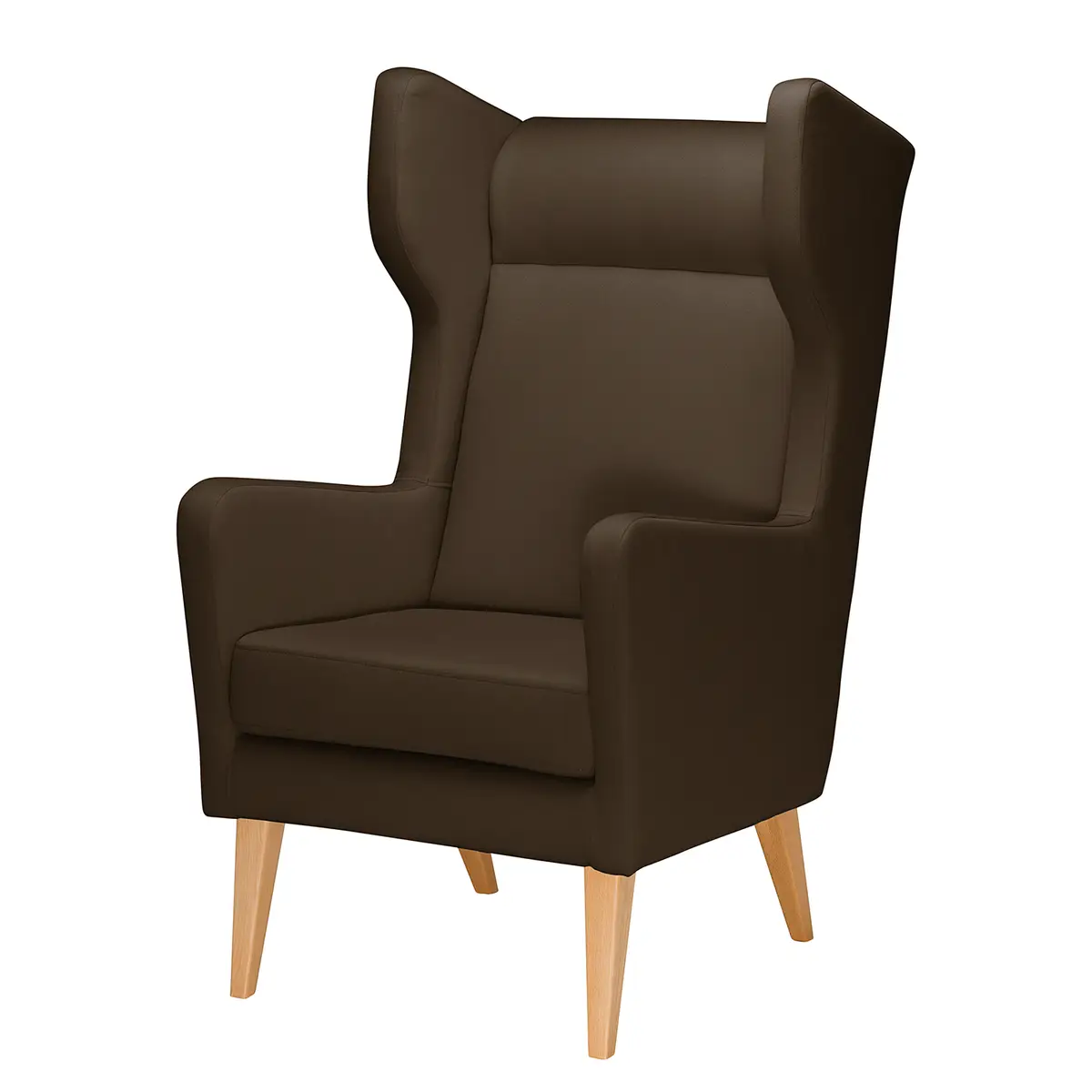 Ohrensessel Strukturstoff Braun mit Hocker | Braun
