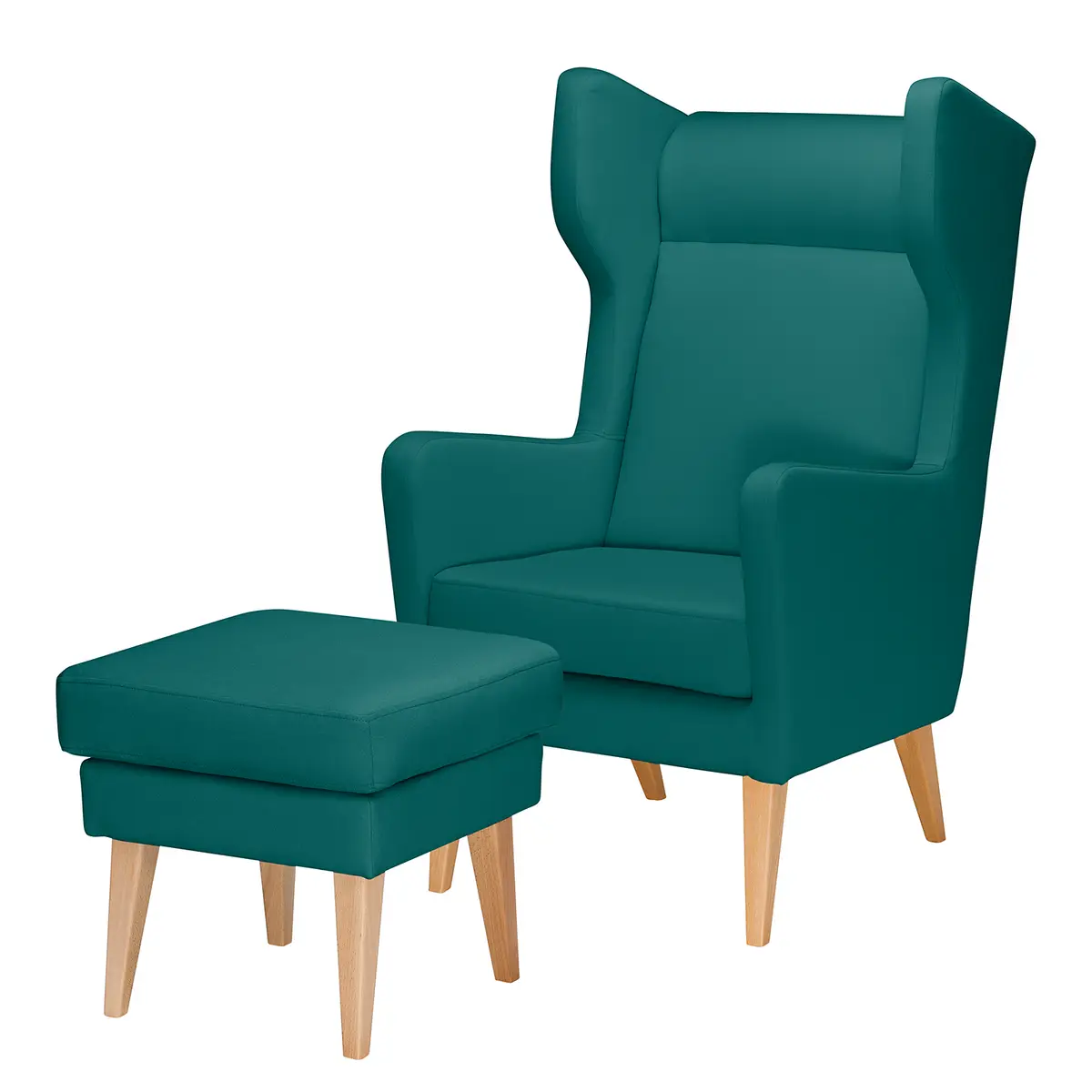 Ohrensessel Strukturstoff Blau/Petrol | Blau