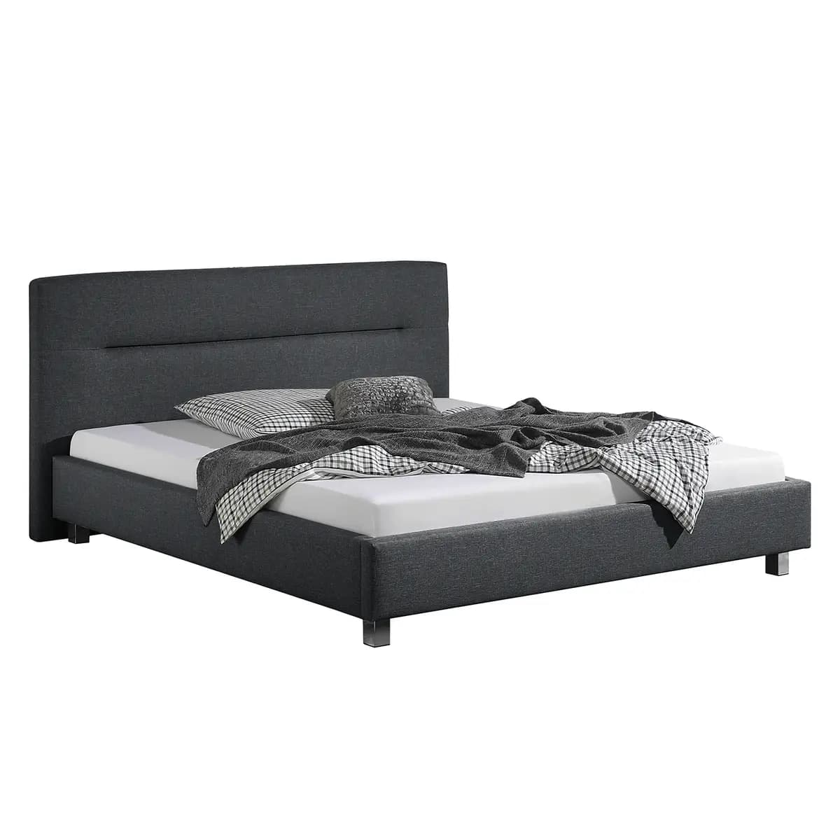 Polsterbett Billdal Strukturstoff 200 x 200cm | Grau