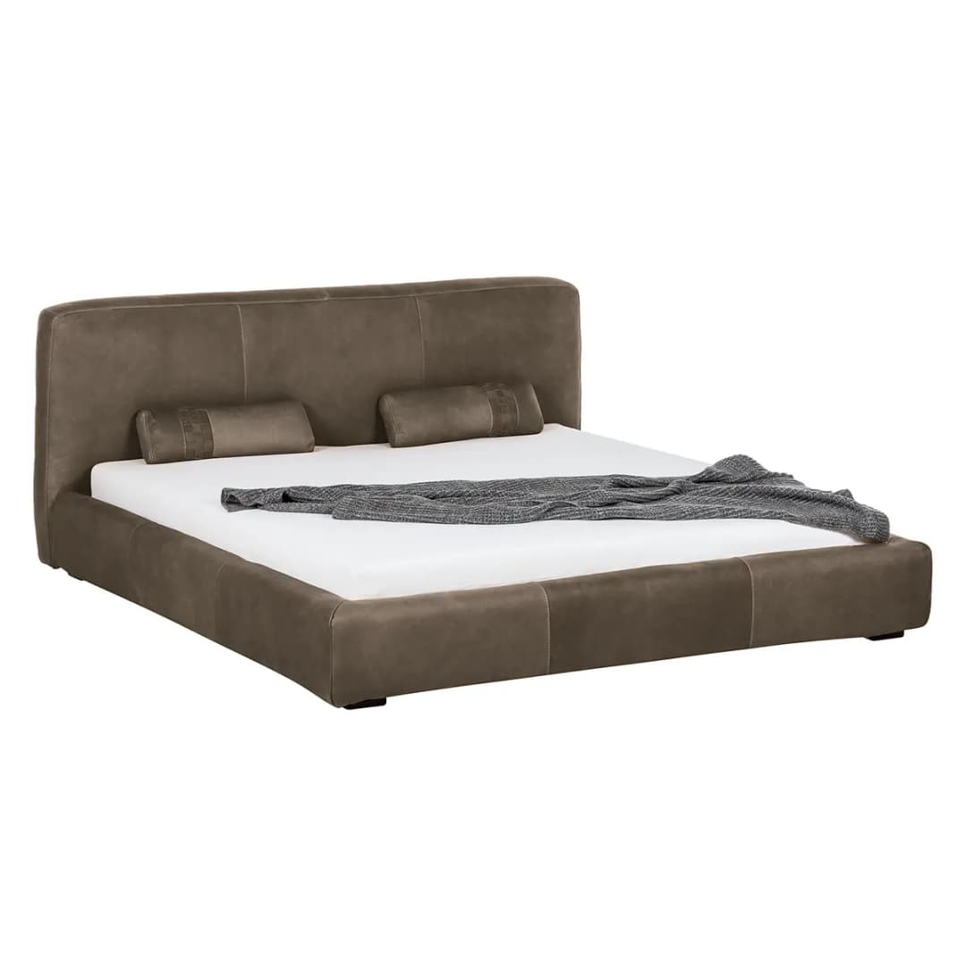 Polsterbett Shabby Echtleder | Braun