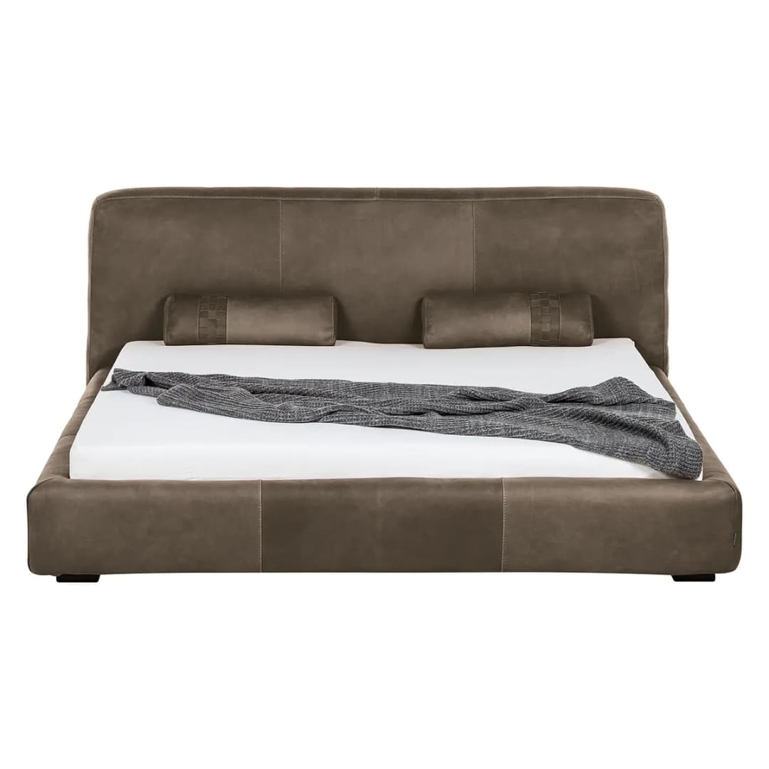 Polsterbett Shabby Echtleder | Braun
