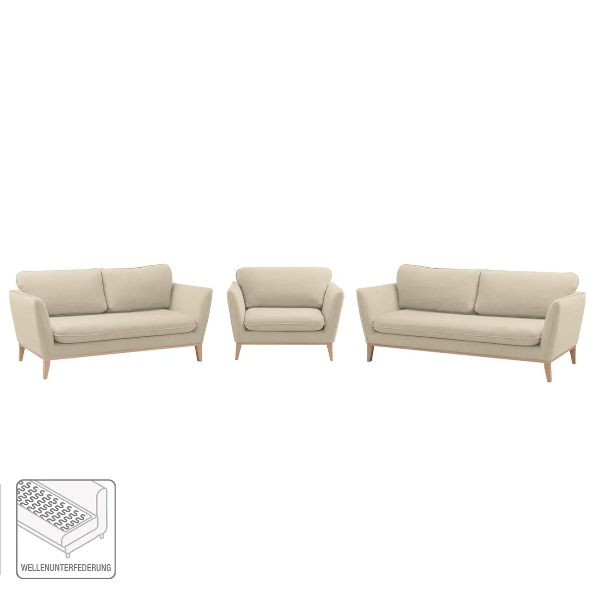 Polstergarnitur 3-2-1 Webstoff Beige/Hellbeige | Beige