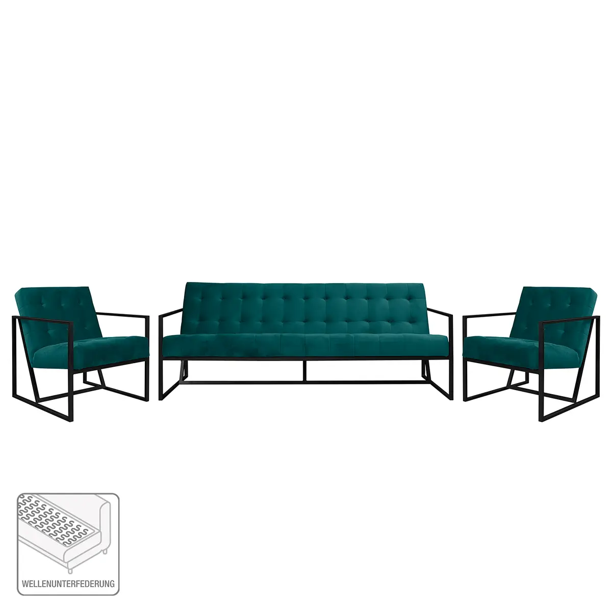Polstergarnitur I Blau/Petrol Webstoff Glamour | Blau