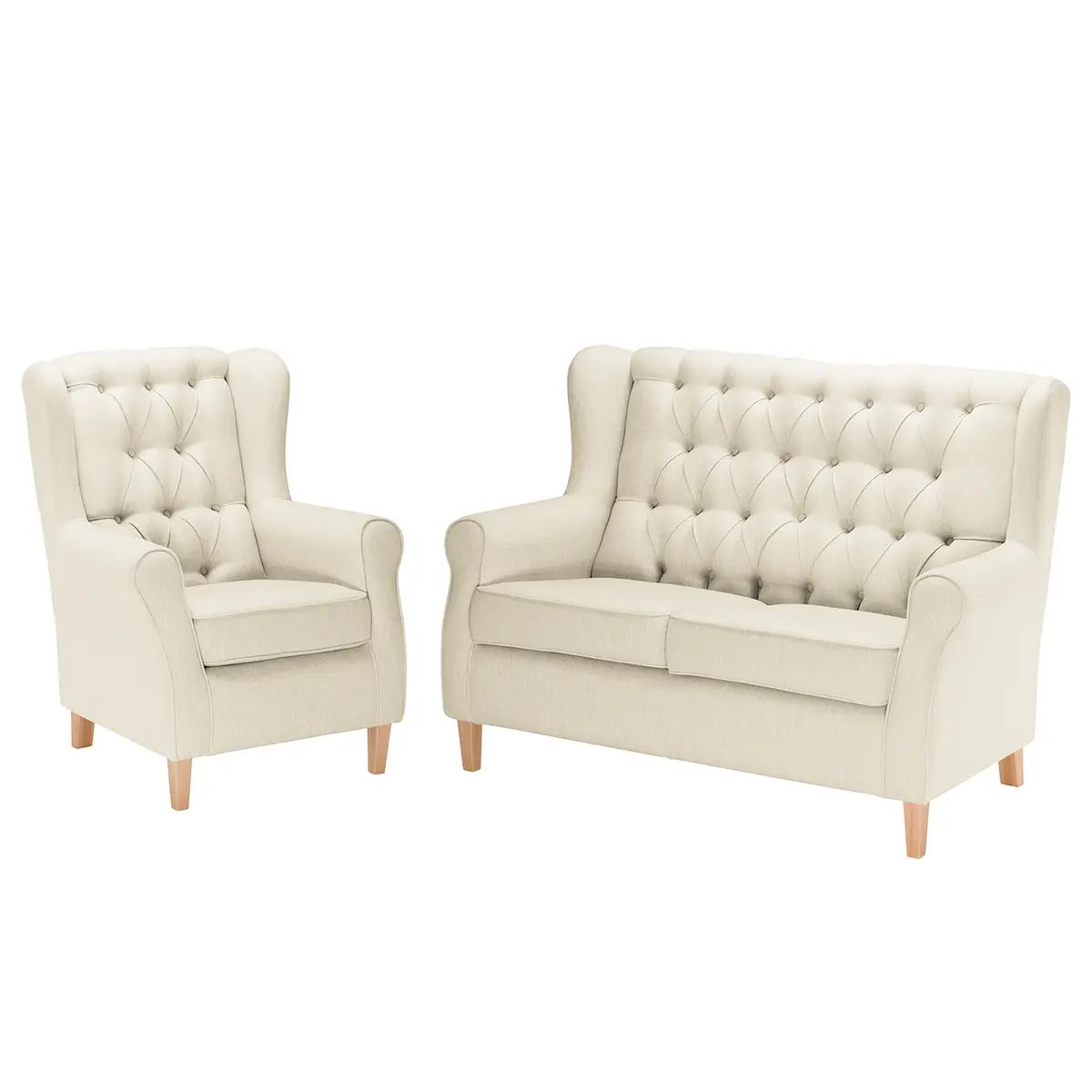 Polstergarnitur 2-1 Beige/Hellbeige Webstoff Inas | Beige