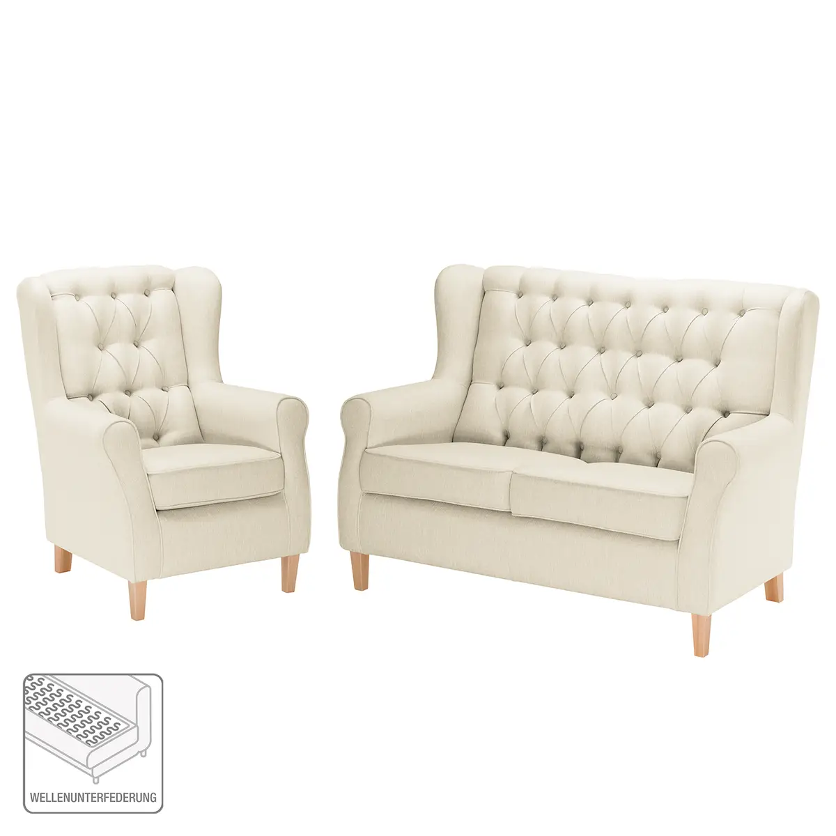 Polstergarnitur 2-1 Beige/Hellbeige Webstoff Inas | Beige