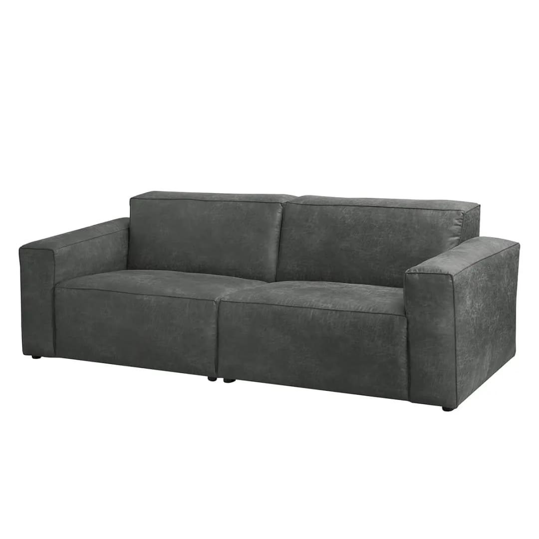 Polstergarnitur 3-2 Grau/Dunkelgrau Microfaser Pina | Grau