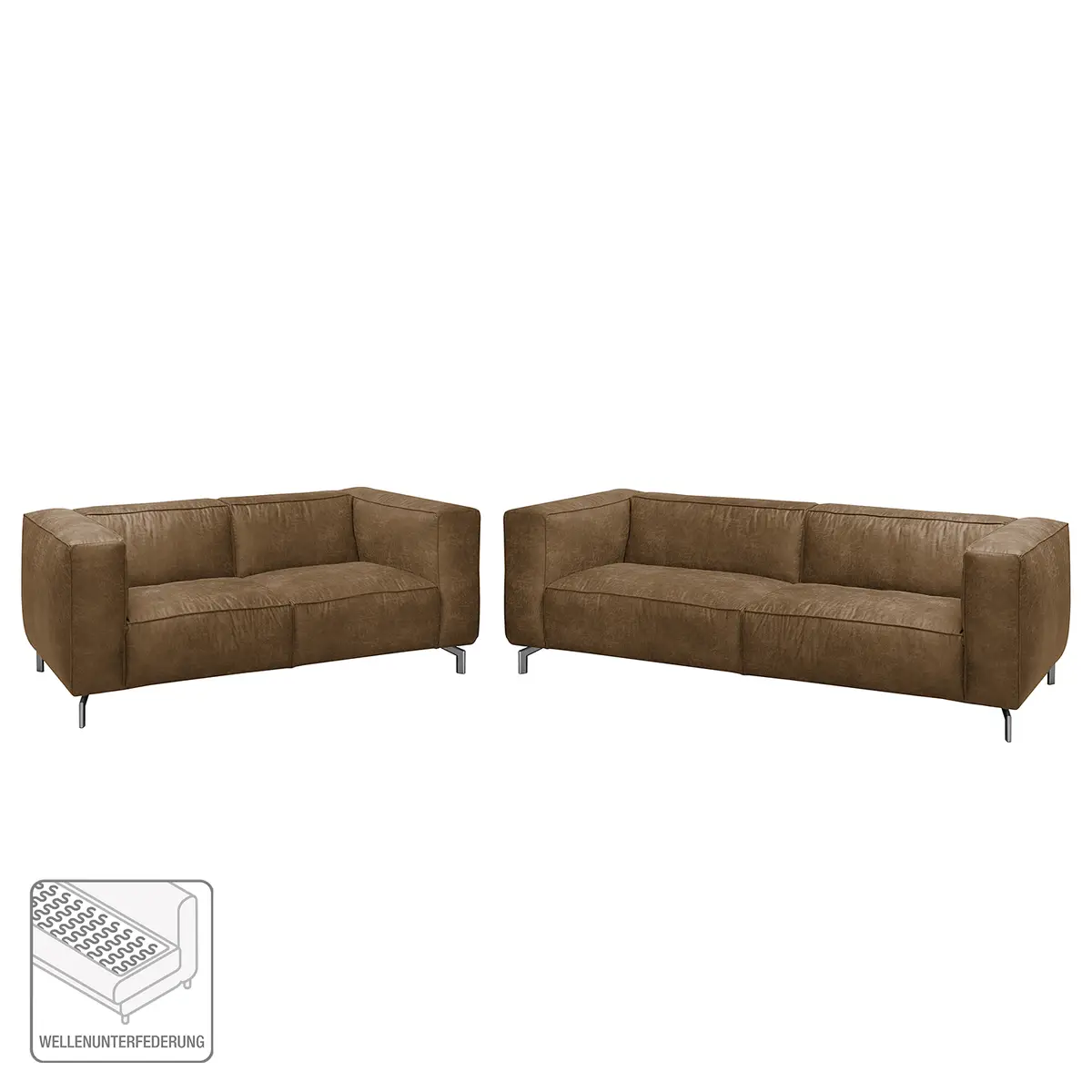Polstergarnitur 3-2 Braun/Camel Webstoff Industrial | Braun