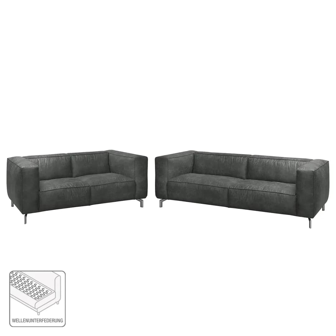 Polstergarnitur 3-2 Grau/Dunkelgrau Webstoff Industrial | Grau