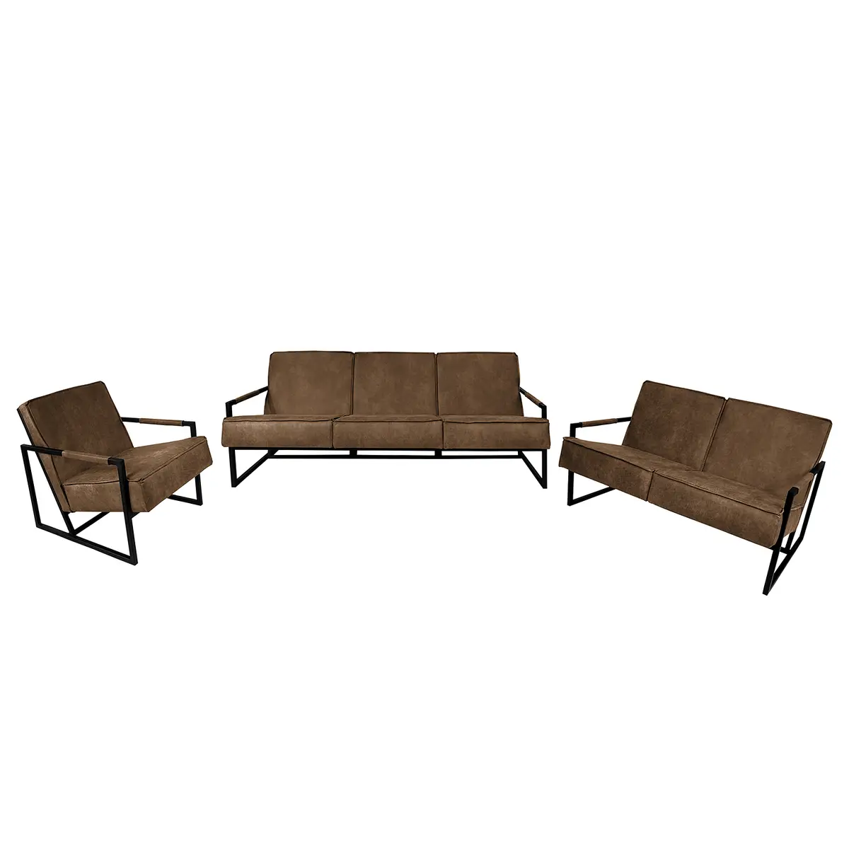 Polstergarnitur Rhode 3-2-1 Braun/Cubanit Webstoff Industrial