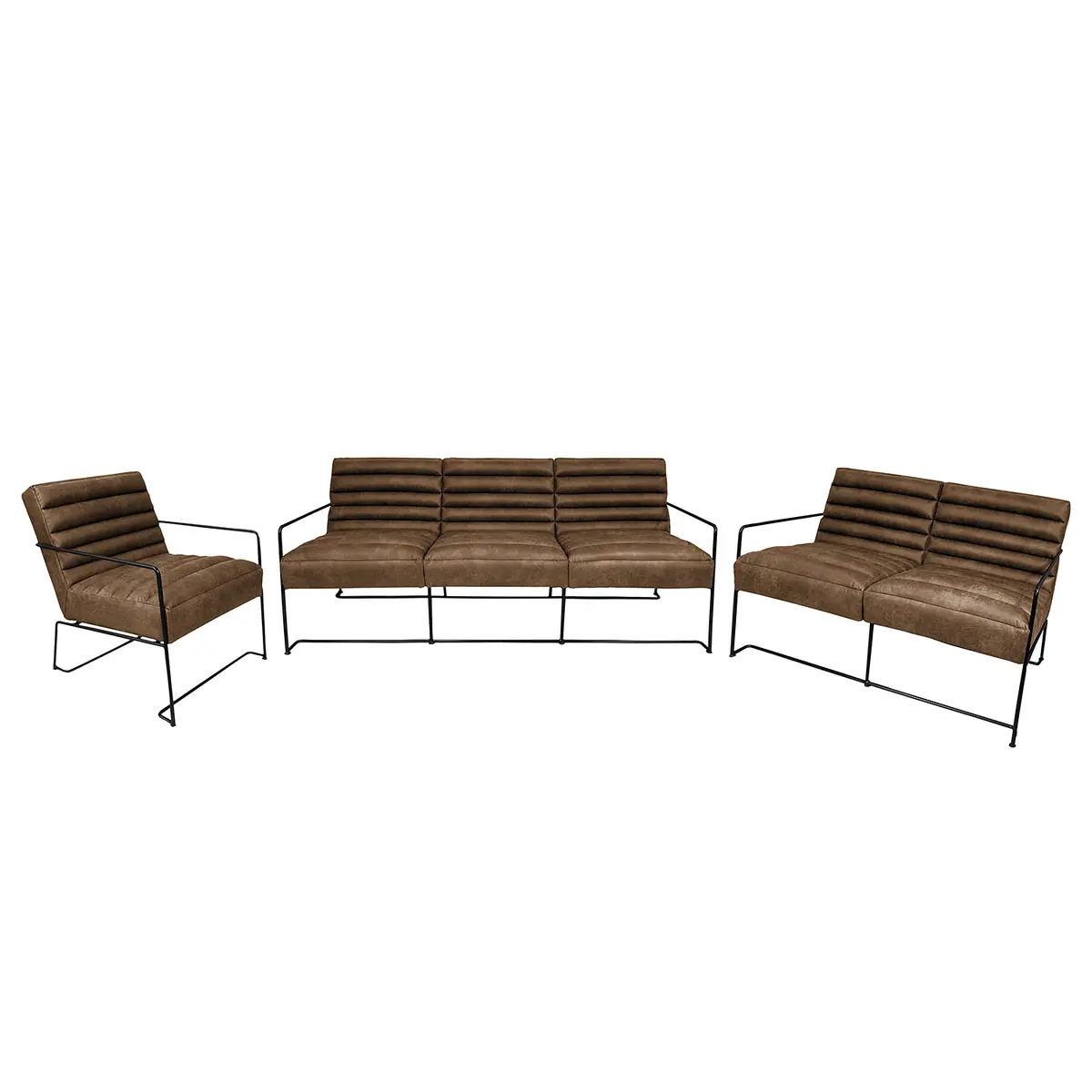 Polstergarnitur 3-2-1 Braun/Cubanit Webstoff Industrial | Braun