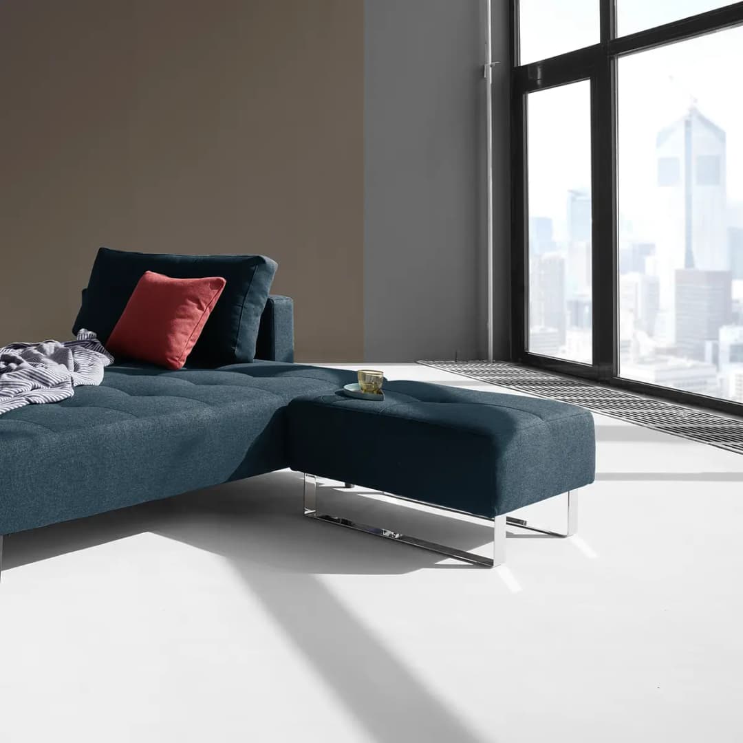 Polsterhocker Webstoff Blau | Blau