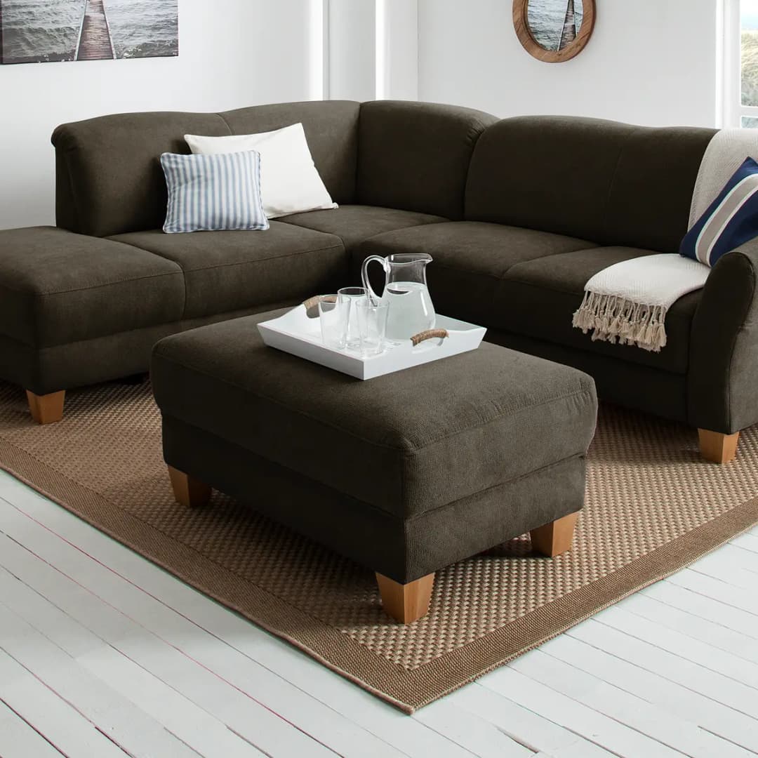 Polsterhocker Webstoff | Braun