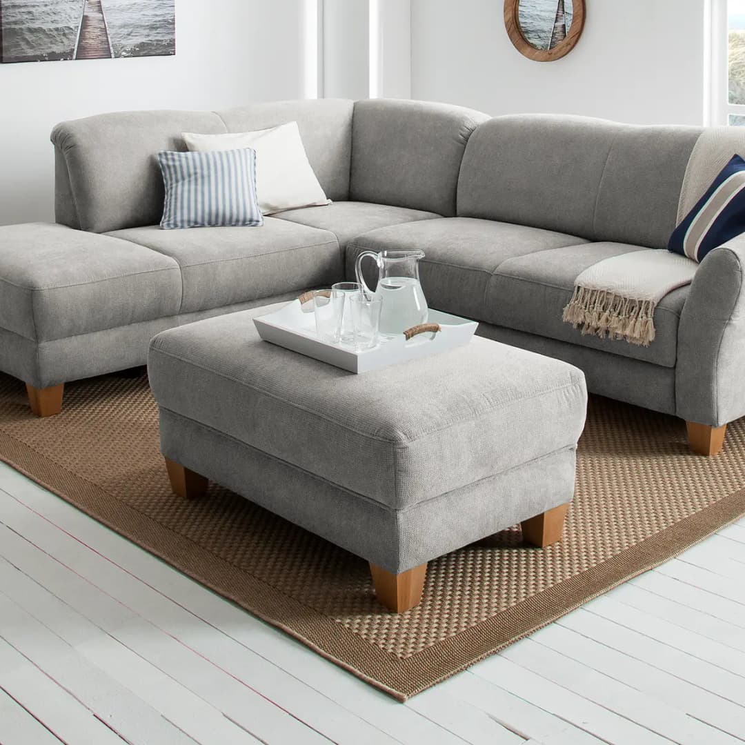 Polsterhocker Webstoff | Grau