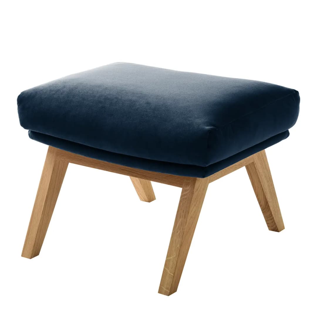 Hocker mit Holzfüßen | Blau
