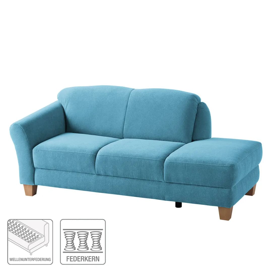 Recamiere Webstoff Blau/Hellblau | Blau
