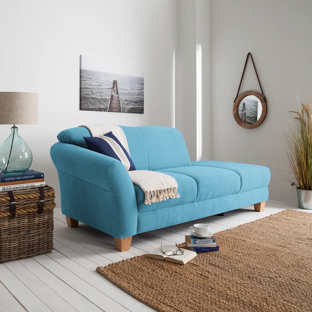 Recamiere Webstoff Blau/Hellblau | Blau