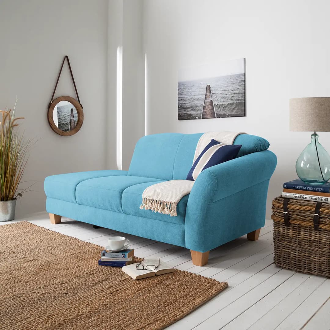 Recamiere Webstoff Blau/Hellblau | Blau