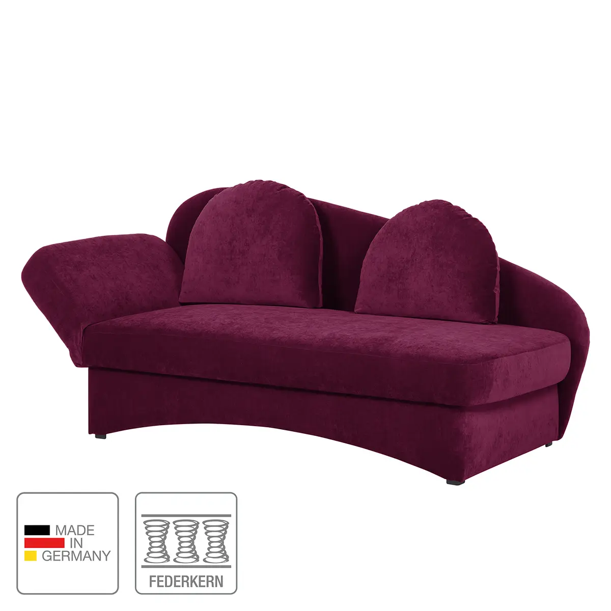 Recamiere Velours Violett/Aubergine | Mehrfarbig