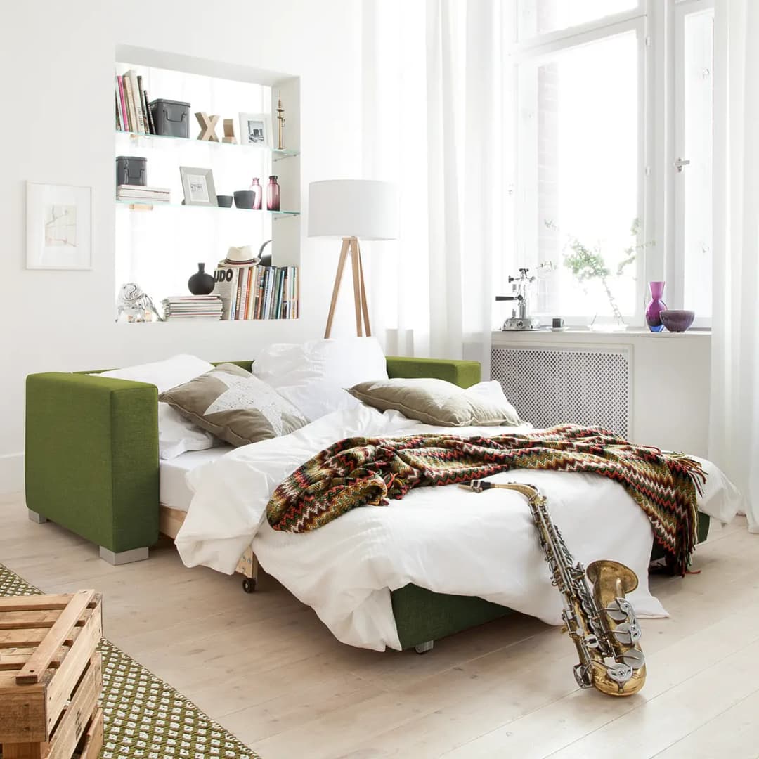 Schlafsofa Basic Grün/Grün Stoff Doran 173cm mit | Grün