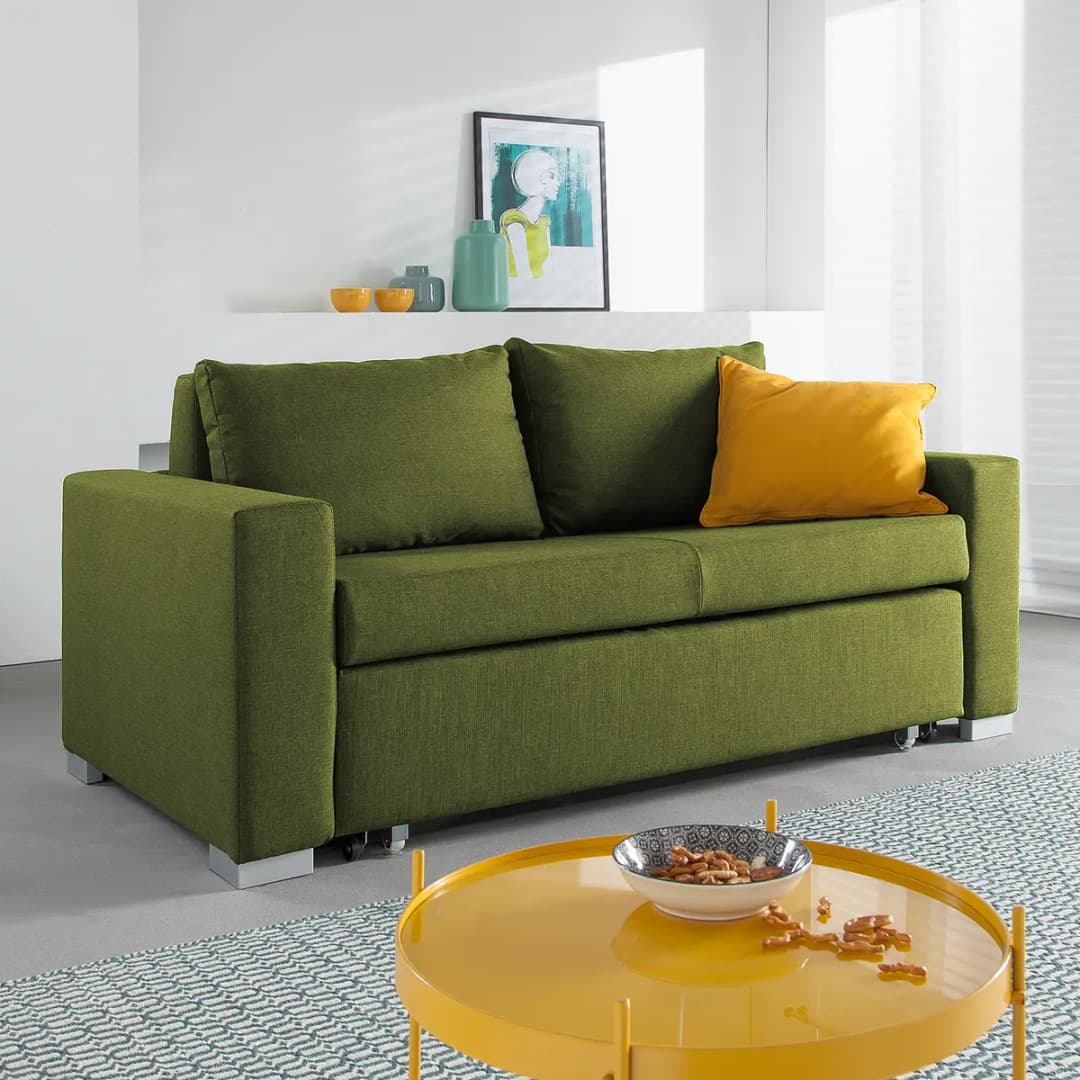 Schlafsofa Basic Grün/Grün Stoff Doran 173cm mit | Grün