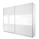 Schwebetürenschrank Loriga 261cm Weiß/Alpinweiß/Glas Weiß | Weiß