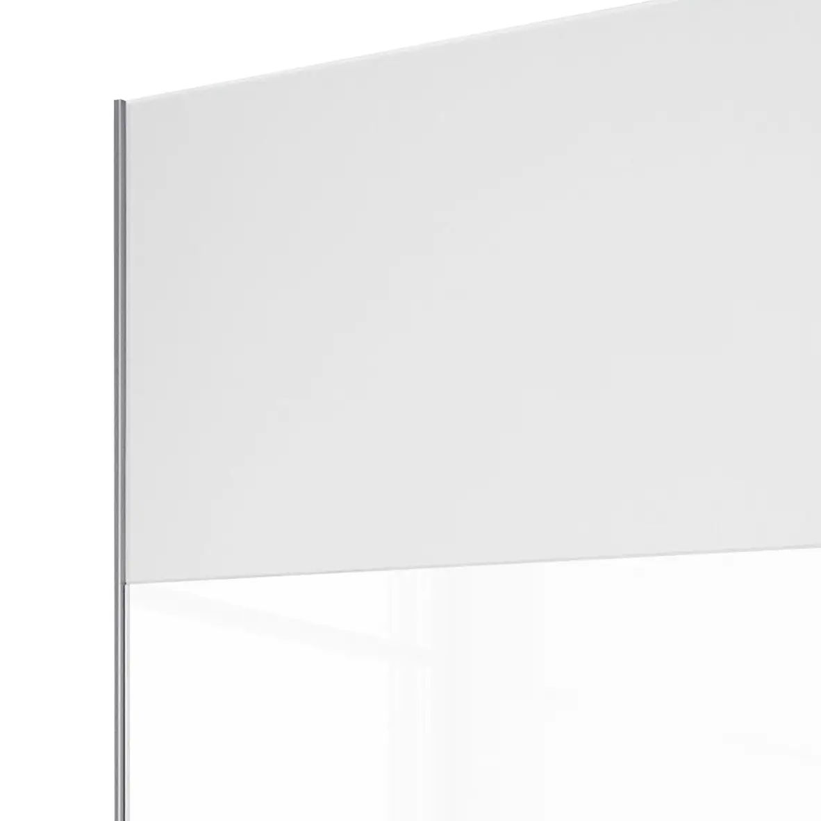 Schwebetürenschrank Loriga 261cm Weiß/Alpinweiß/Glas Weiß | Weiß