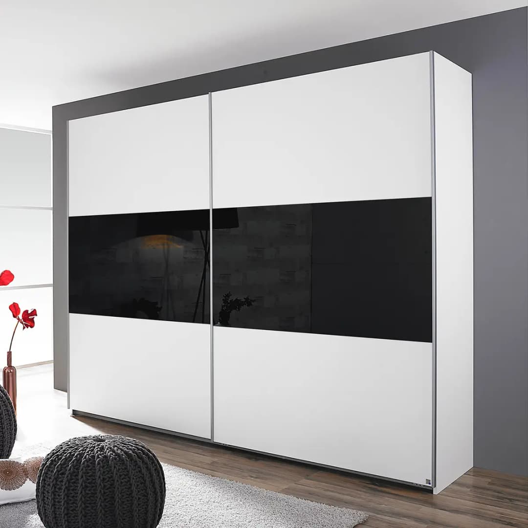 Schwebetürenschrank Loriga 218cm | Schwarz
