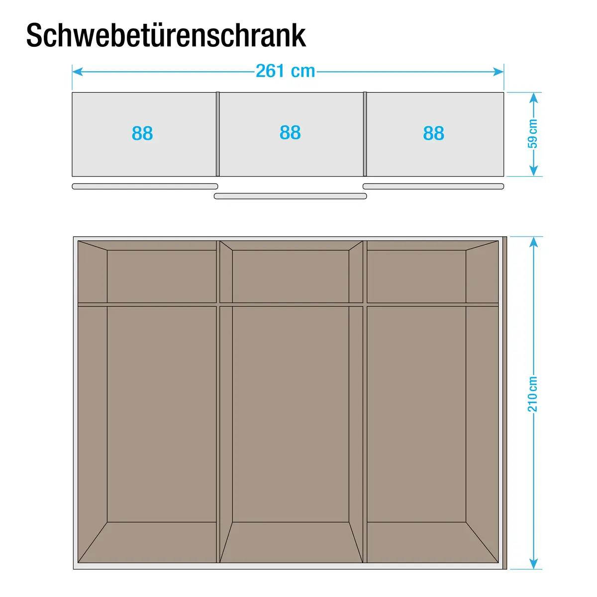Schwebetürenschrank Loriga | Mehrfarbig