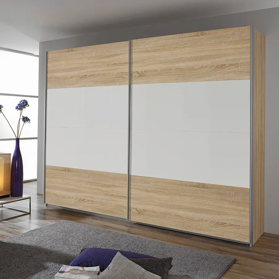 Schwebetürenschrank I 181 x 210cm Beige/Eiche Sonoma