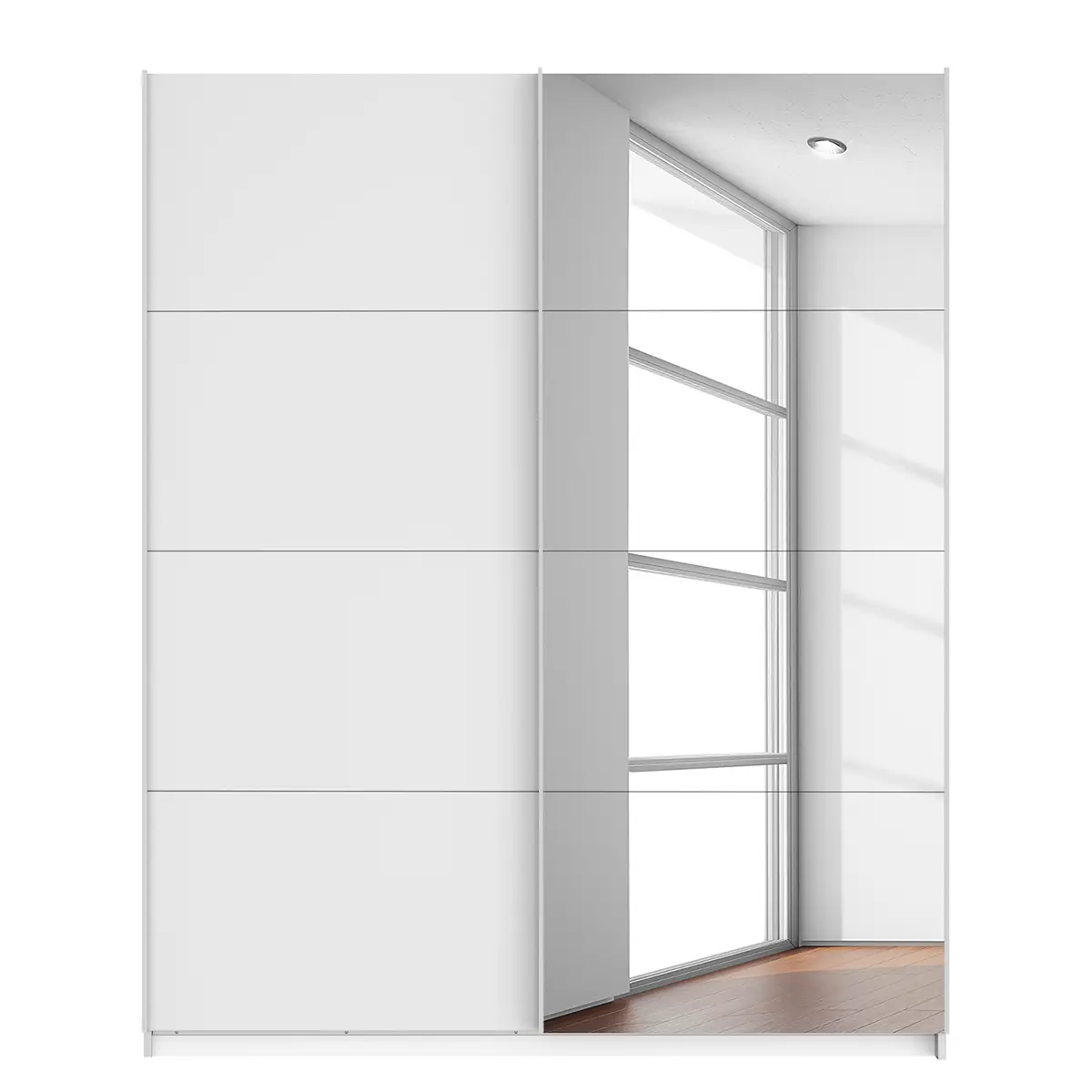 Schwebetürenschrank mit Spiegel | Weiß