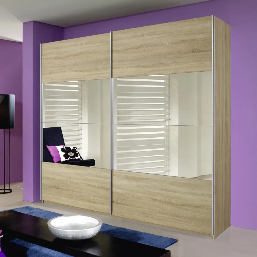 Schwebetürenschrank Quadra | Holztöne