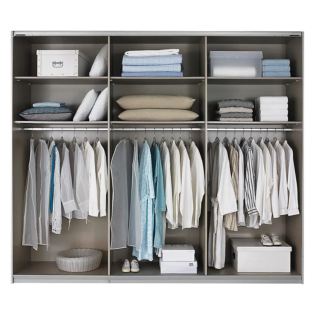 Schwebetürenschrank Spiegel | Grau