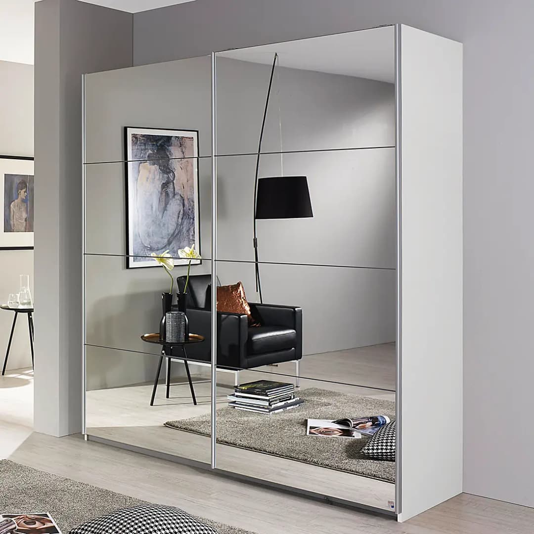 Schwebetürenschrank Subito 136cm Weiß/Alpinweiß | Weiß