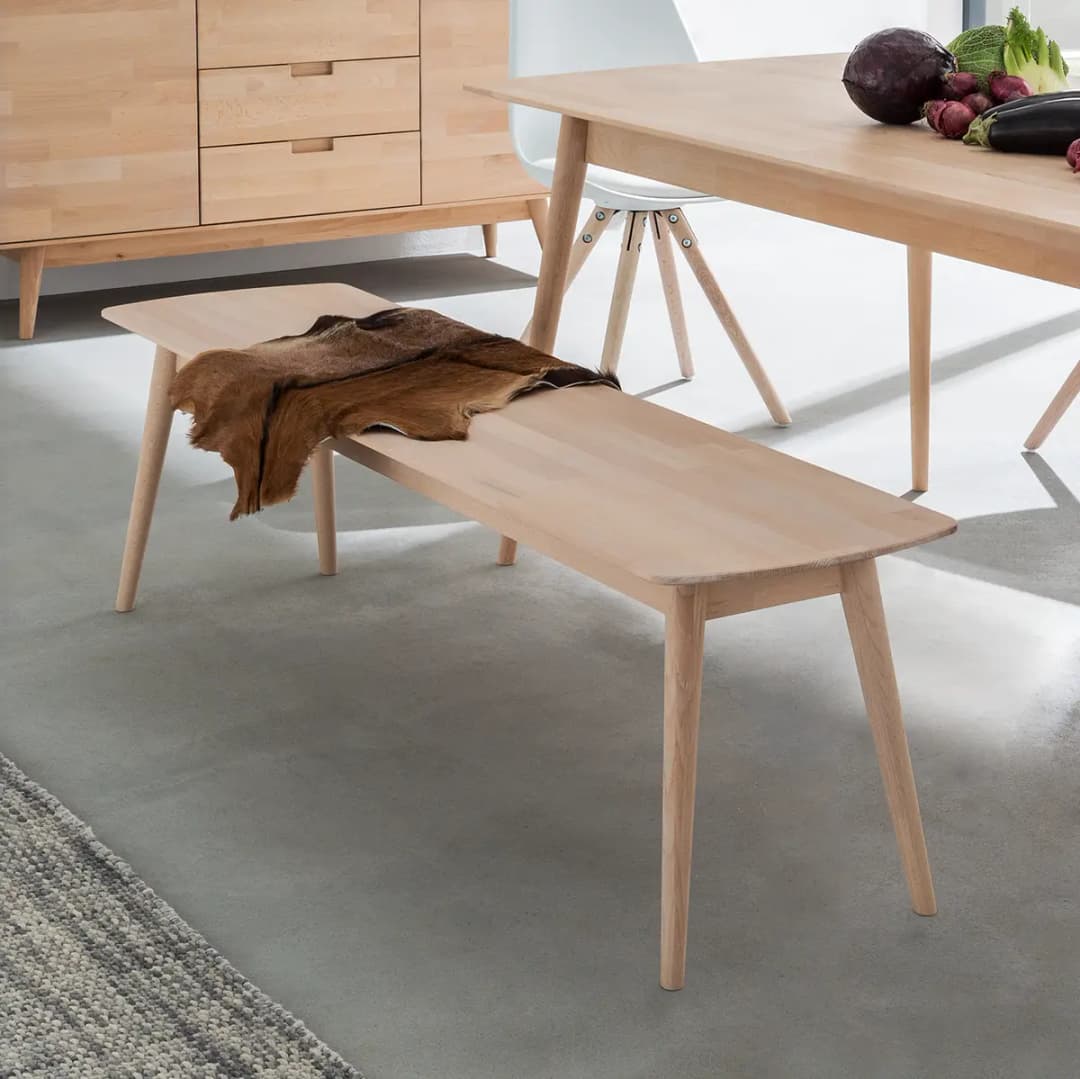 Massive Sitzbank 140cm Beige/Buche Weißöl | Beige