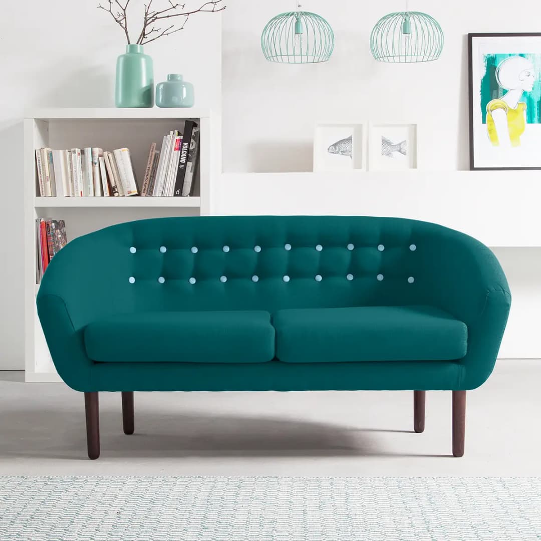2-Sitzer Sofa Türkis/Petrol Webstoff Tuala | Türkis