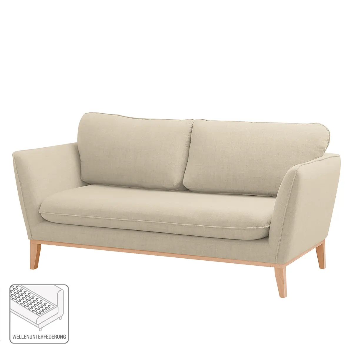 Sofa 2-Sitzer Webstoff Beige/Hellbeige | Beige