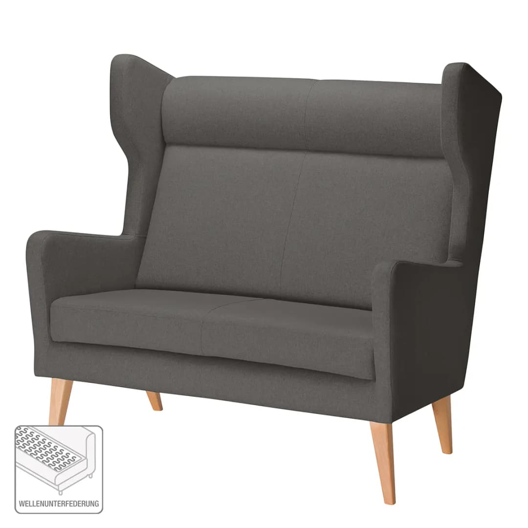 Sofa 2-Sitzer Filz Grau/Dunkelgrau Webstoff | Grau