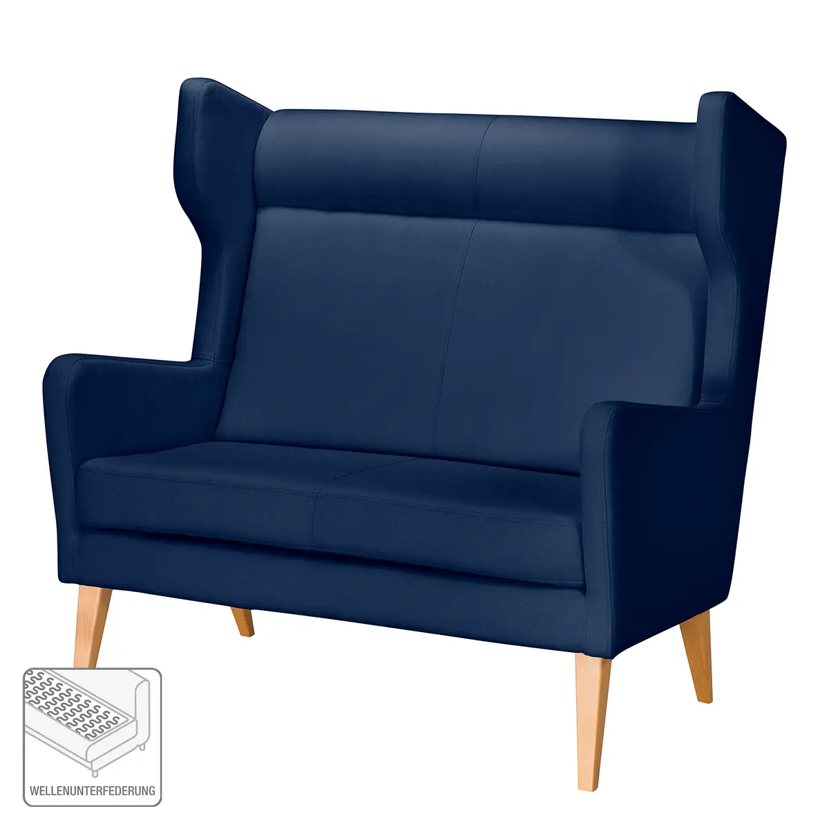 Sofa 2-Sitzer Strukturstoff Blau/Dunkelblau | Blau