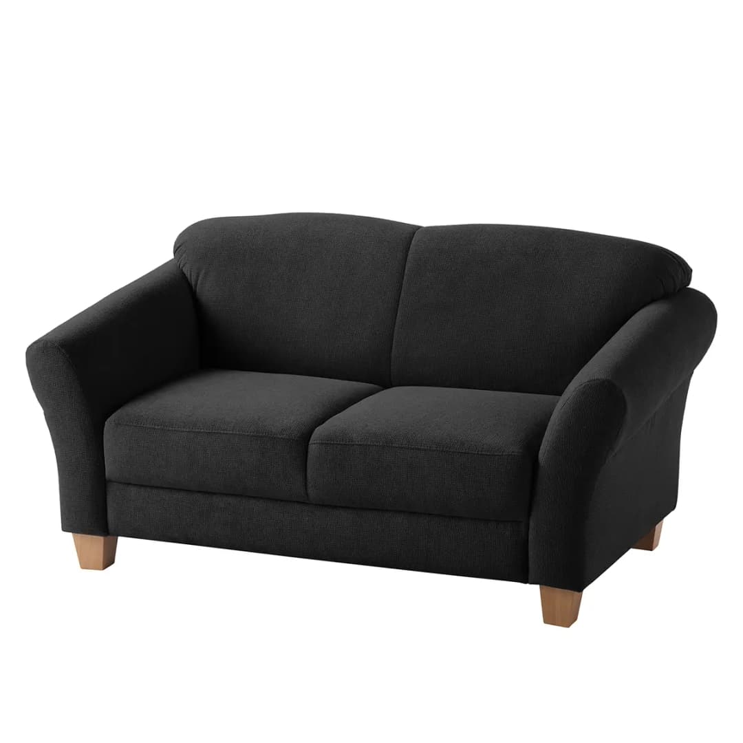 Sofa 2-Sitzer Webstoff Schwarz | Schwarz