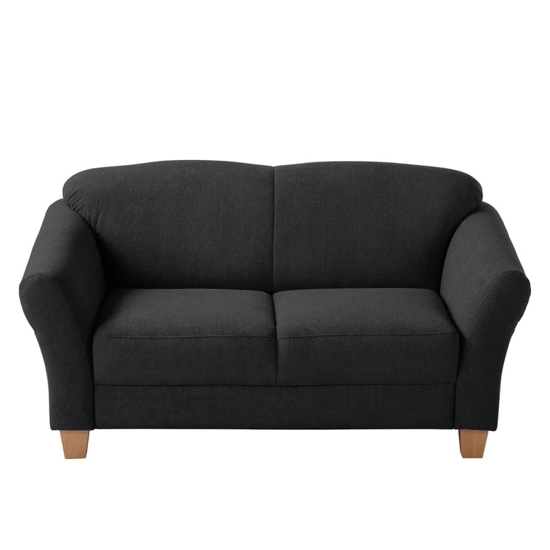 Sofa 2-Sitzer Webstoff Schwarz | Schwarz