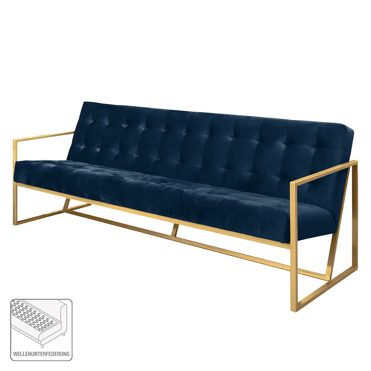 Sofa II Microfaser 3-Sitzer Blau/Marineblau Webstoff | Blau