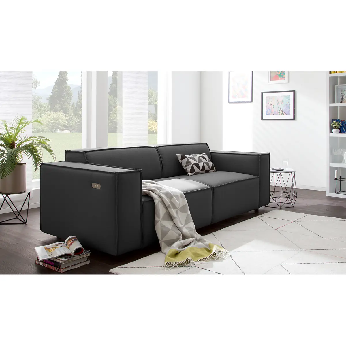 2-Sitzer Sofa Grau/Anthrazit Webstoff Osta | Grau