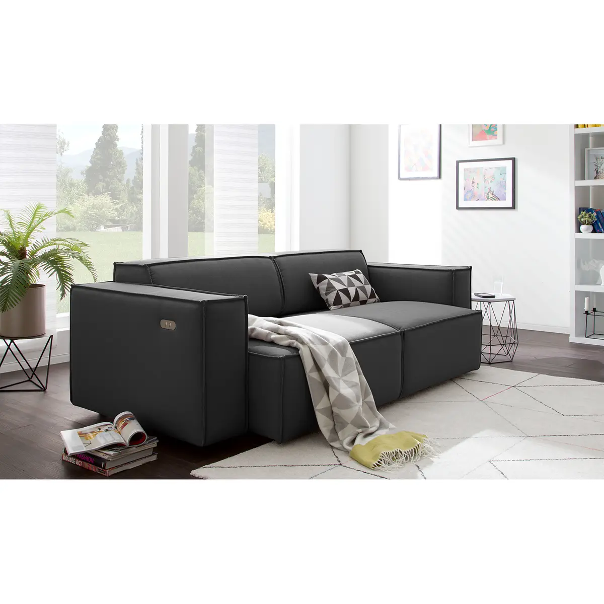 2-Sitzer Sofa Grau/Anthrazit Webstoff Osta | Grau